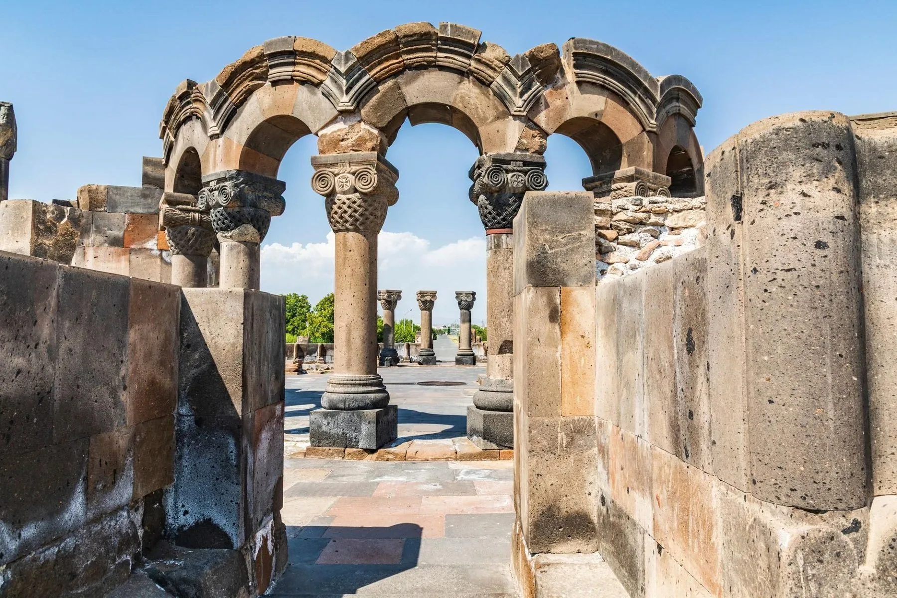 Circular colonnade and surviving arches of Zvartnots Cathedral